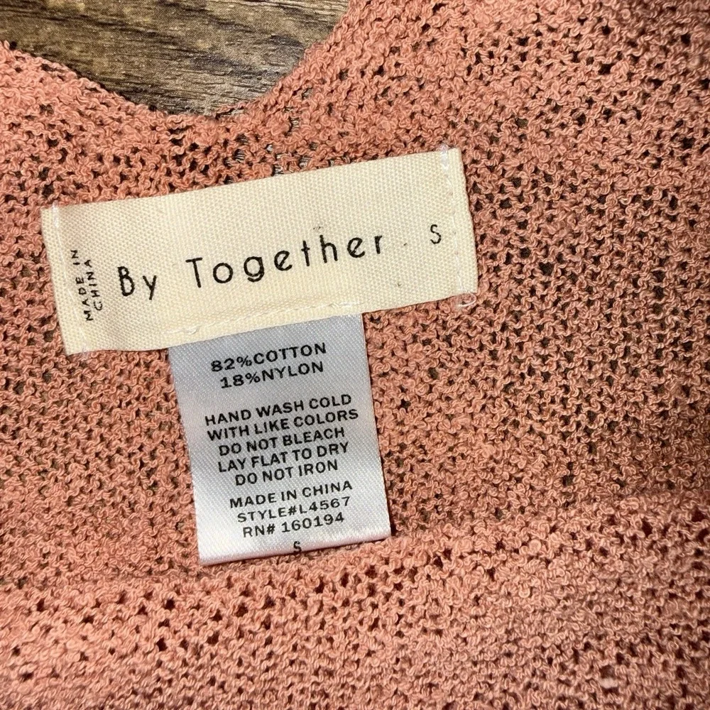 Knit Tank‎ Top From By Together Salmon Lightweight Textured Slouchy Small Boho